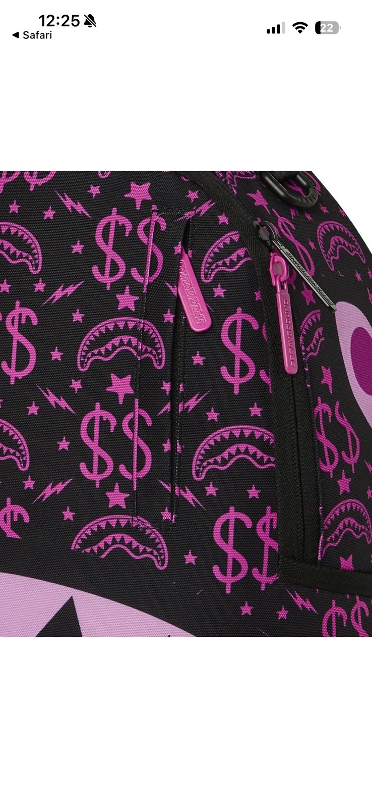 Sprayground Money Maker Purple Pink Backpack New Black Bookbag Large School Bag