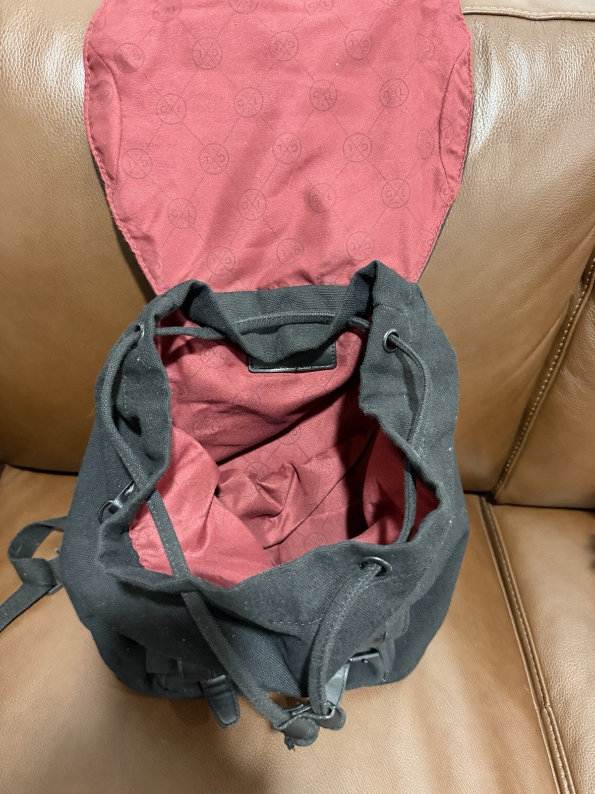 Gaston Luga Black Backpack Drawstring/Buckle Closure Adjustable Pockets Unisex