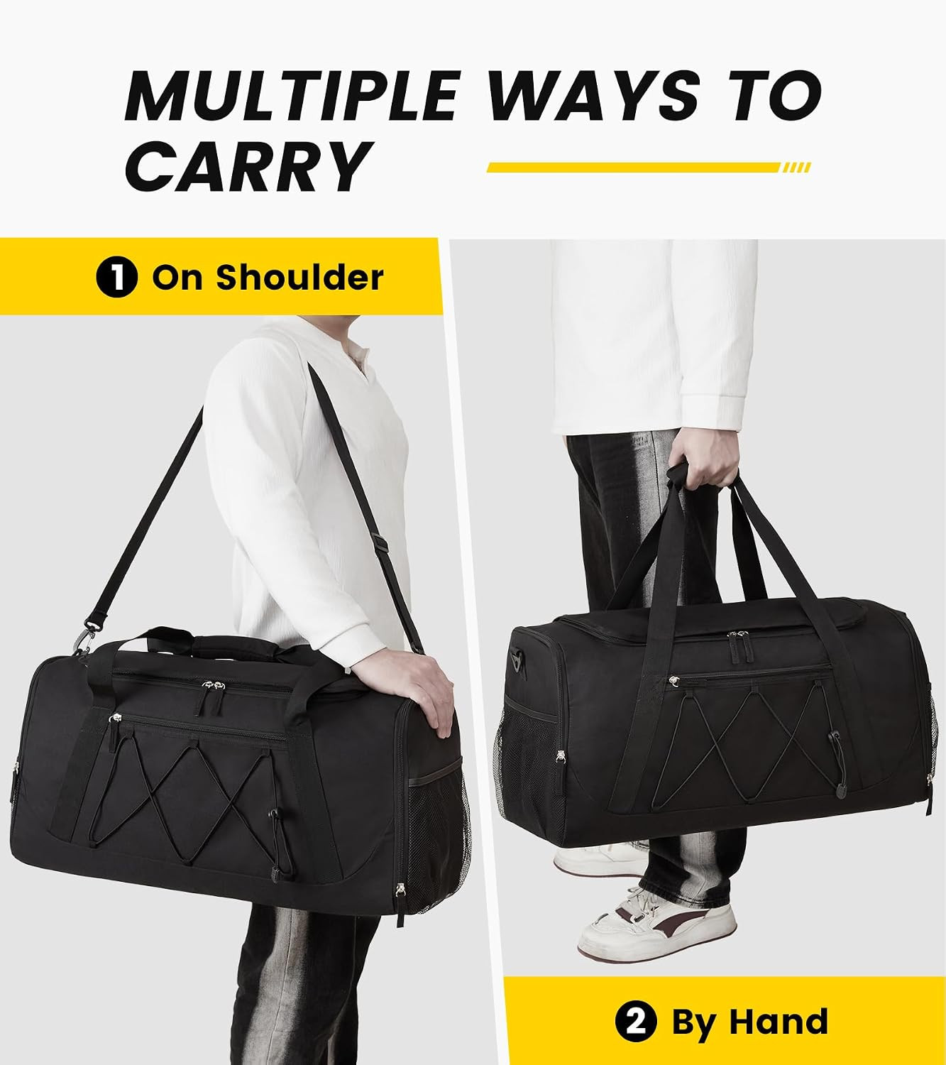 Gym Bag for Men & Women – 24 Inches Duffle Bag with Shoe Compartment, Lightweigh