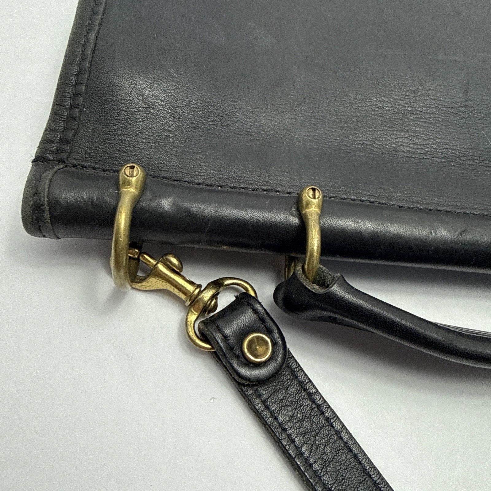 Jack Georges University Executive Black Leather Briefcase Messenger Bag Made USA
