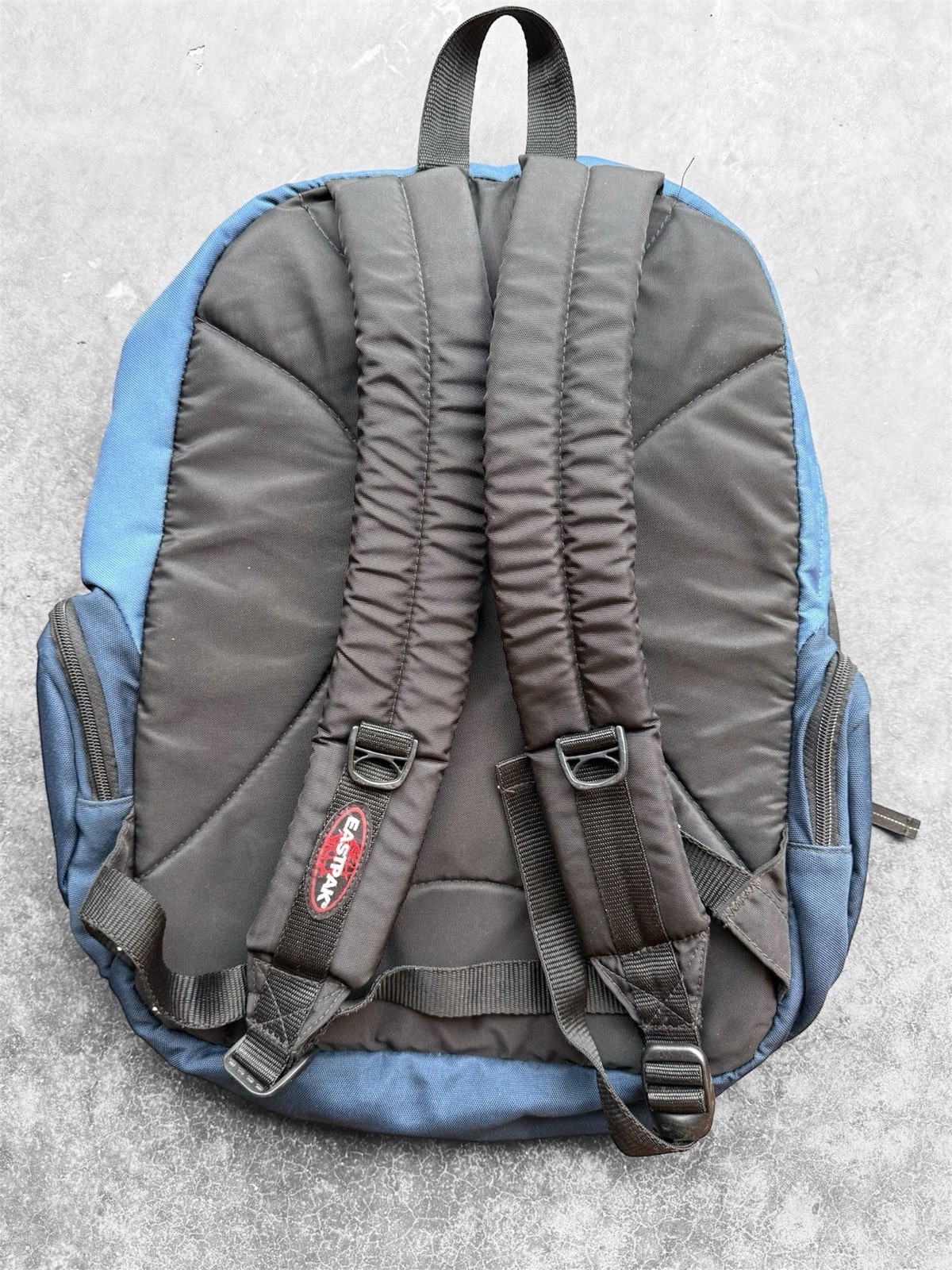 Vtg 90s Eastpak Backpack Navy Blue Multi Pocket Made in USA Daypack