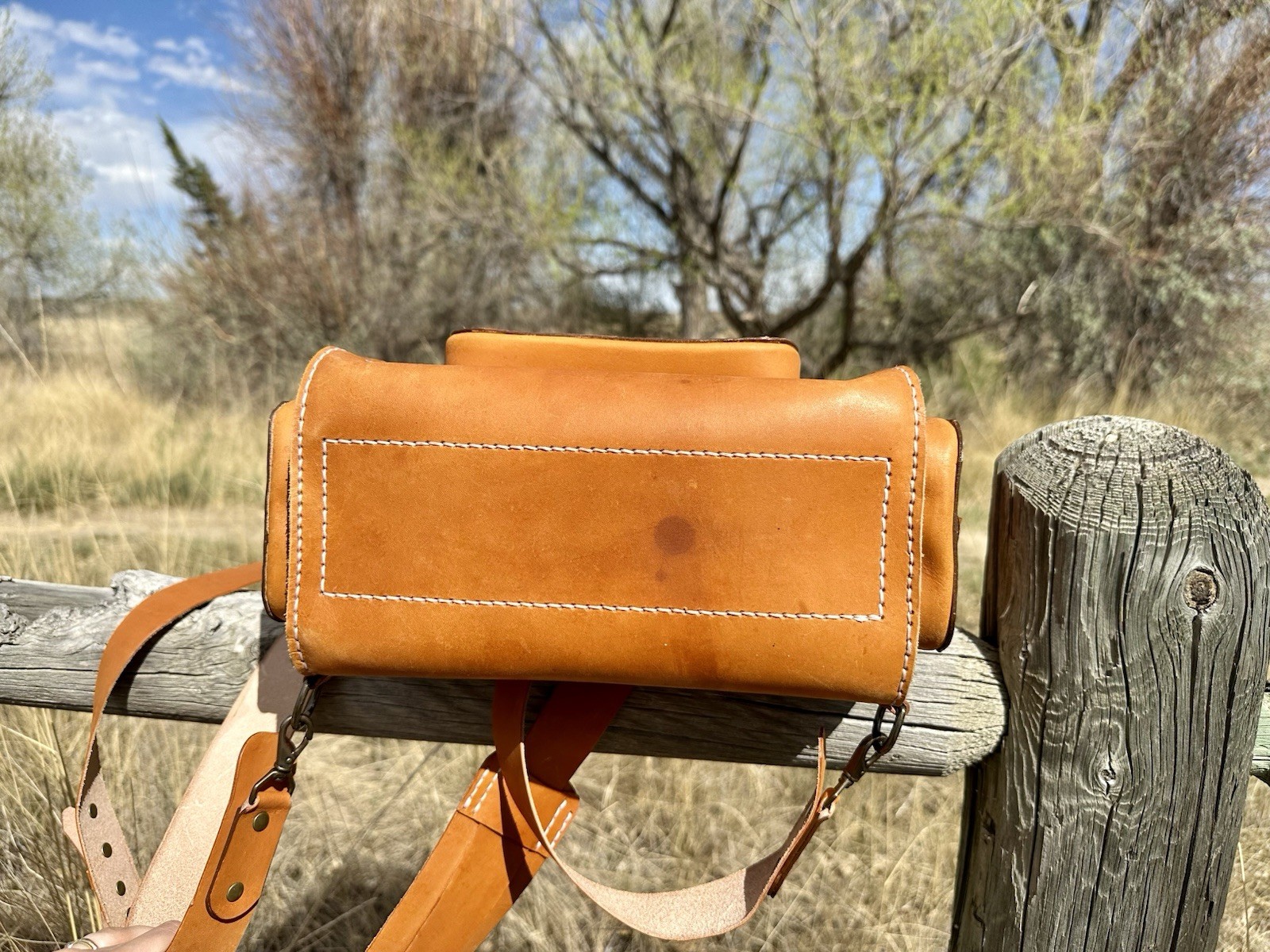 Leather Backpack. Handmade Tan Rucksack Style. 17×11.5×6 inches.