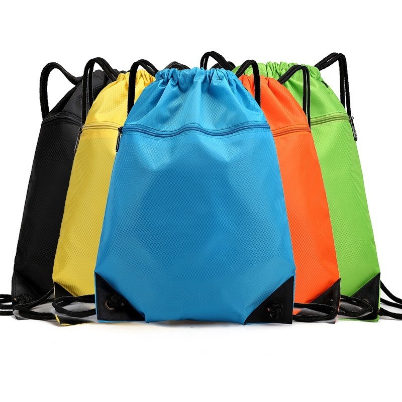 17×20 inch Drawstring Backpack Bag Waterproof Draw String Back Sack Zip Pocket