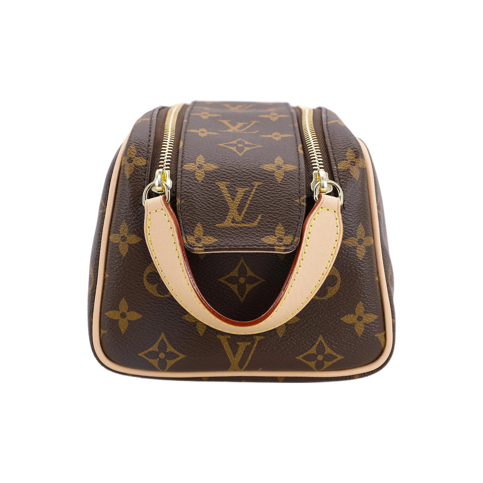 LOUIS VUITTON Dopp Kit Canvas Leather Toiletry Bag Men’s Brown 11×5.9×6.5 in