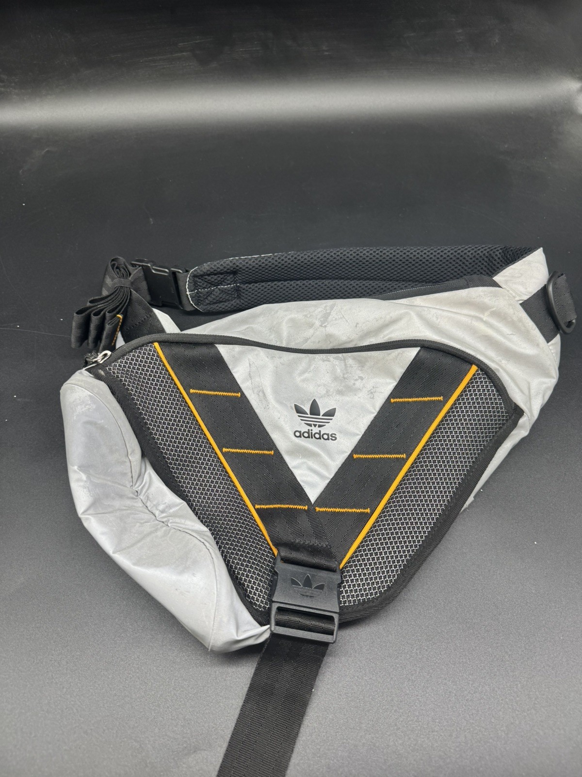 ADIDAS Crossbody Sling Backpack 7.5L Unisex Black Silver Reflective One Shoulder