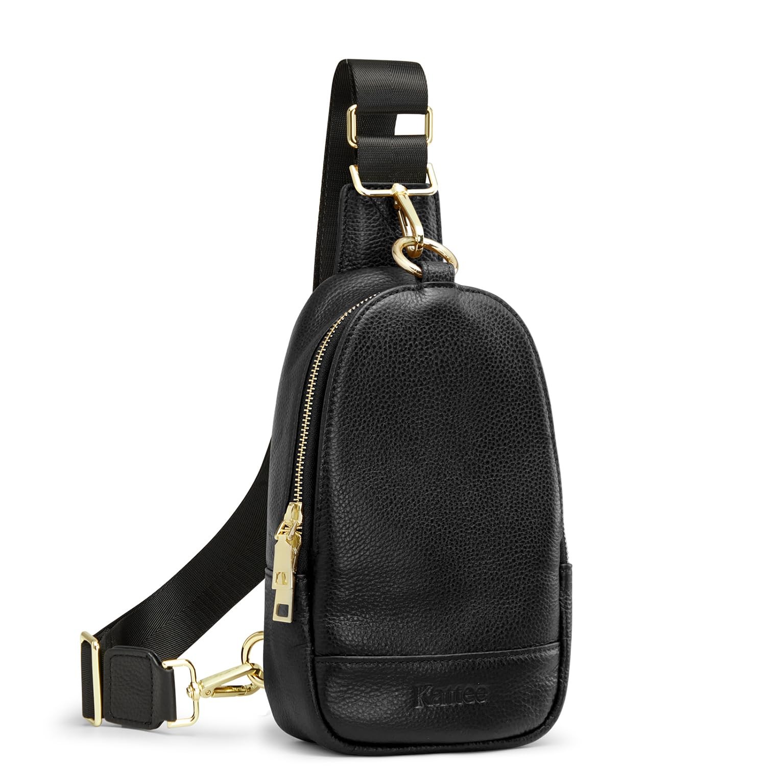 Kattee Crossbody Bag for Women, Womens Leather Fanny Sling Purse Small, Black