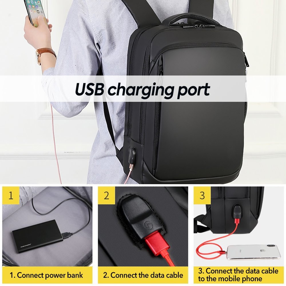 Lightweight Casual Laptop Backpack Business Travel Bag with USB Charging Port US