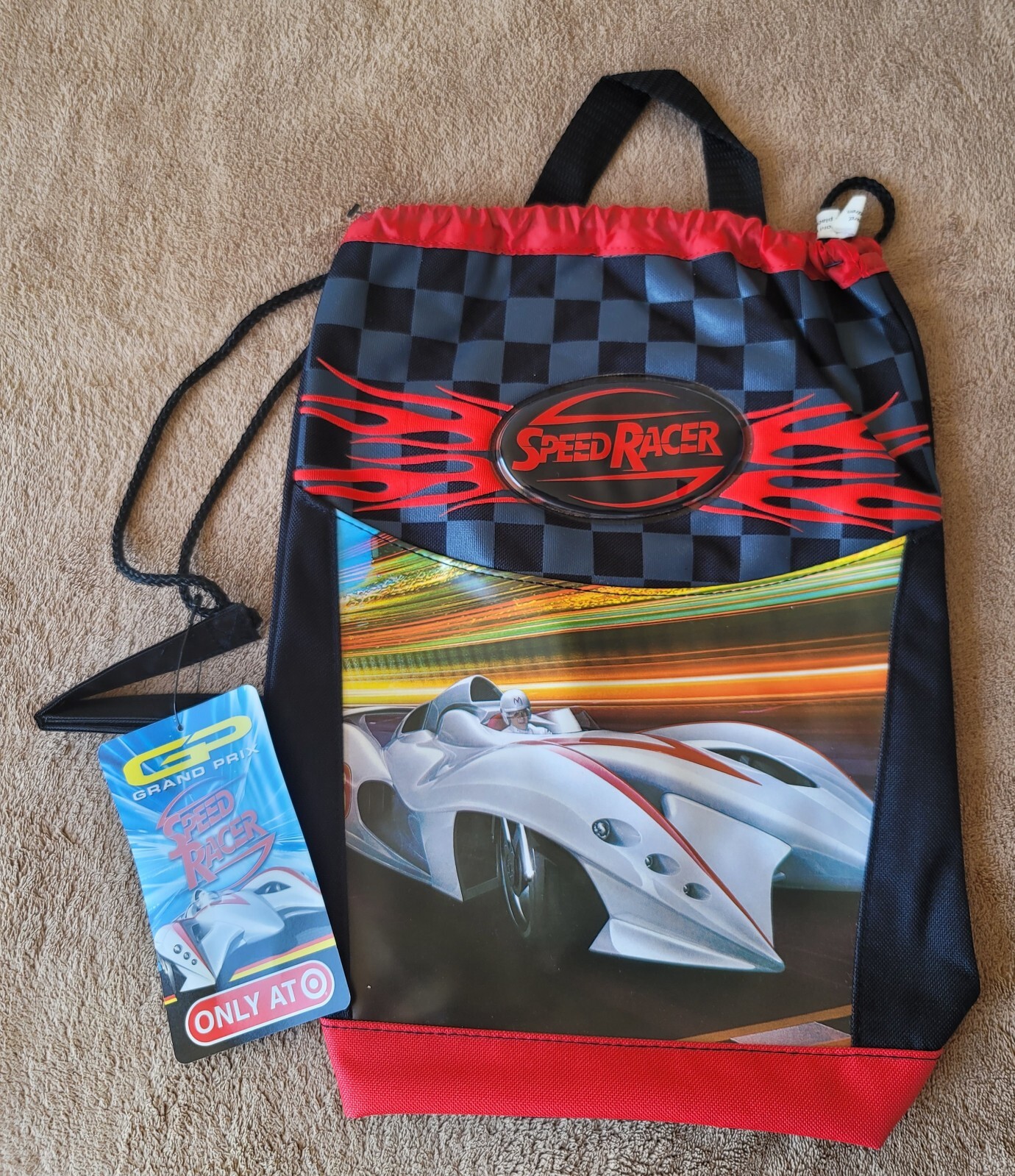 RED RACER Black/Red/Graphic Print 11-1/2″ W X 15″ H Cinch Sack/Back Pack