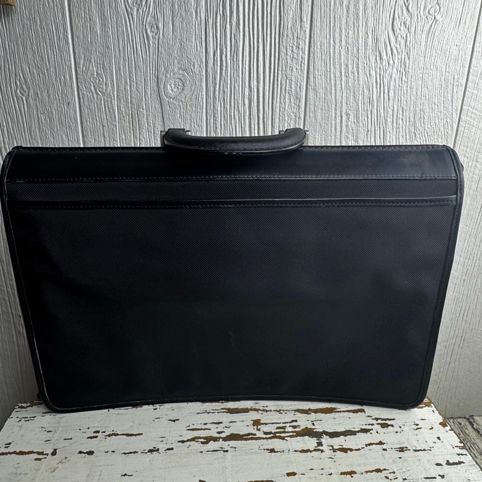 Schlesinger Black Leather Trim Attache Briefcase Combination Locking File Doctor
