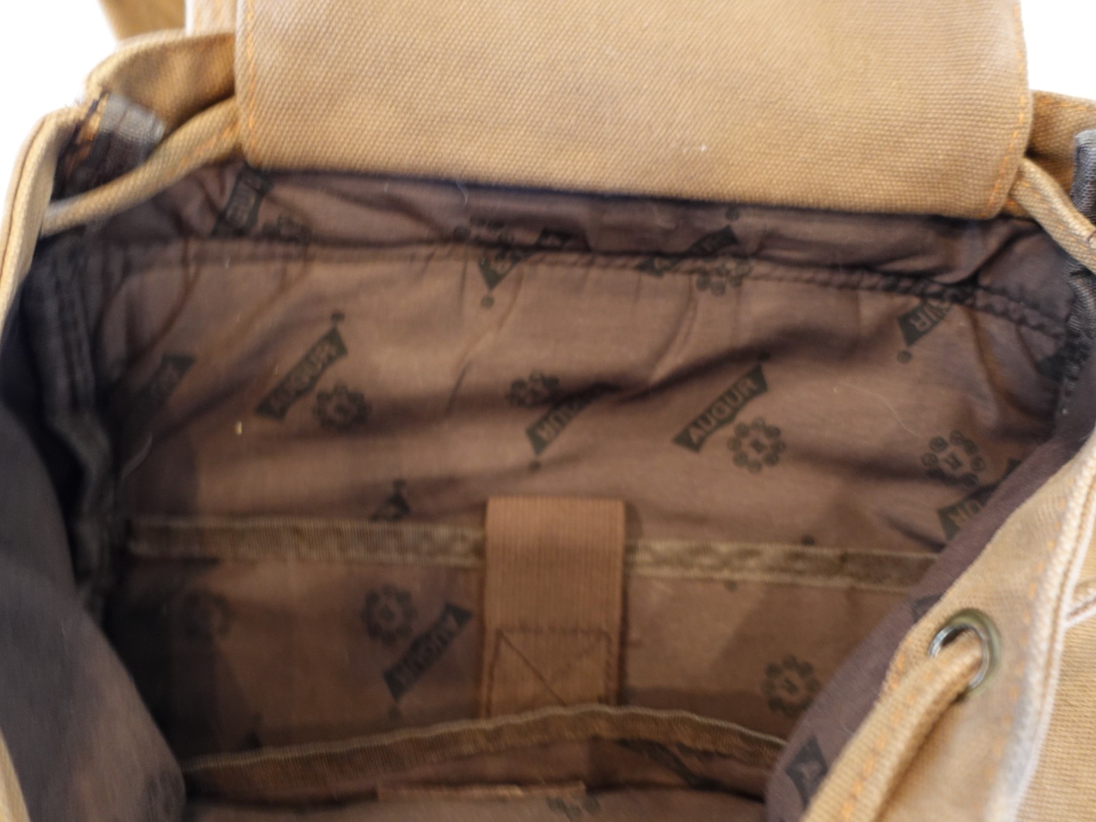 Augur Jans Brown Canvas Leather Strap Backpack Hiking Travel School Boho