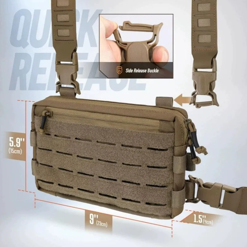 Tactical Chest Rig Pack for Men, Running Chest Bag with Front Loop Recon C