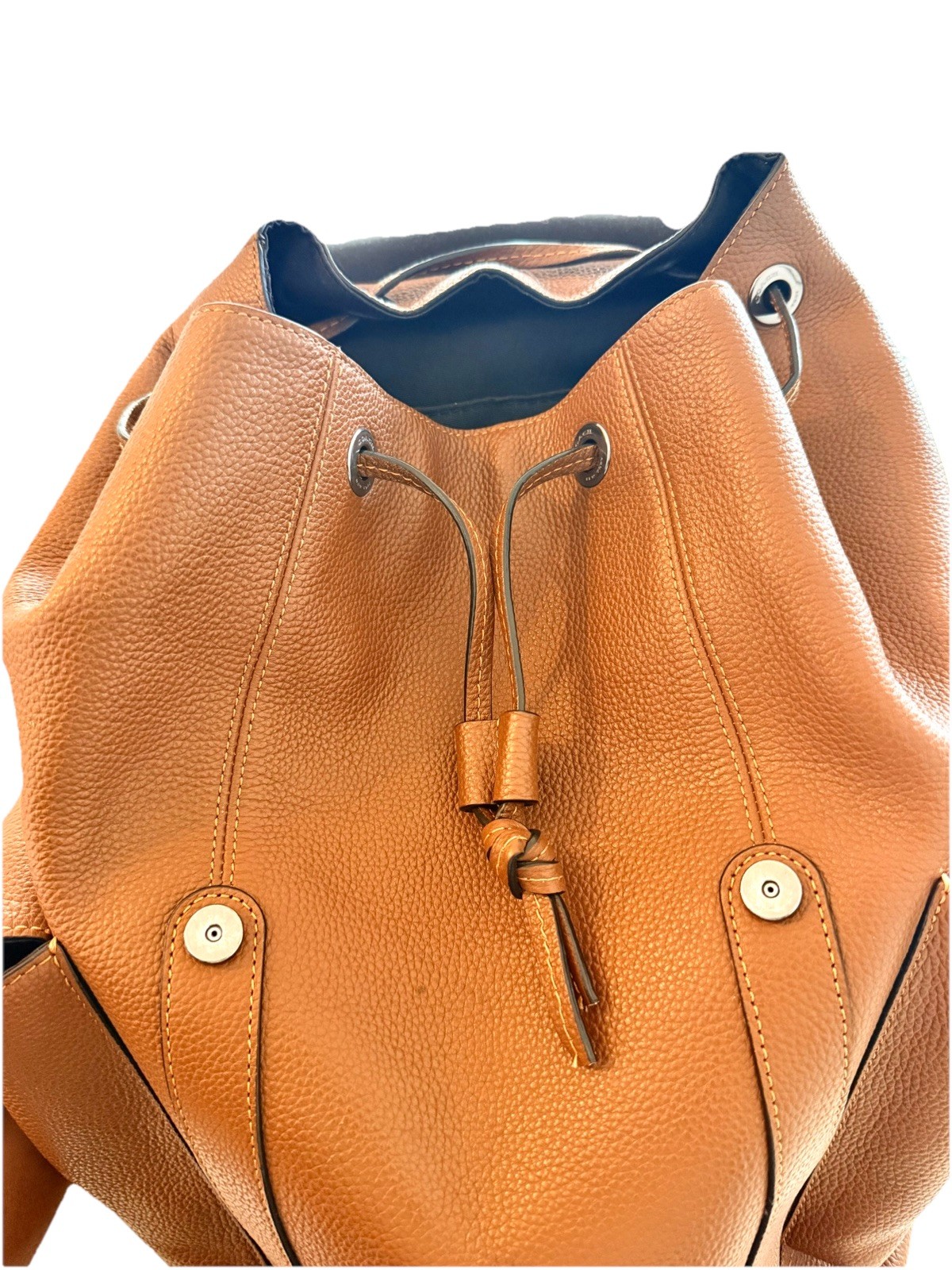 Coach Brown Backpack Drawstring Buckle Outer Pockets Adjustable Strap Classic