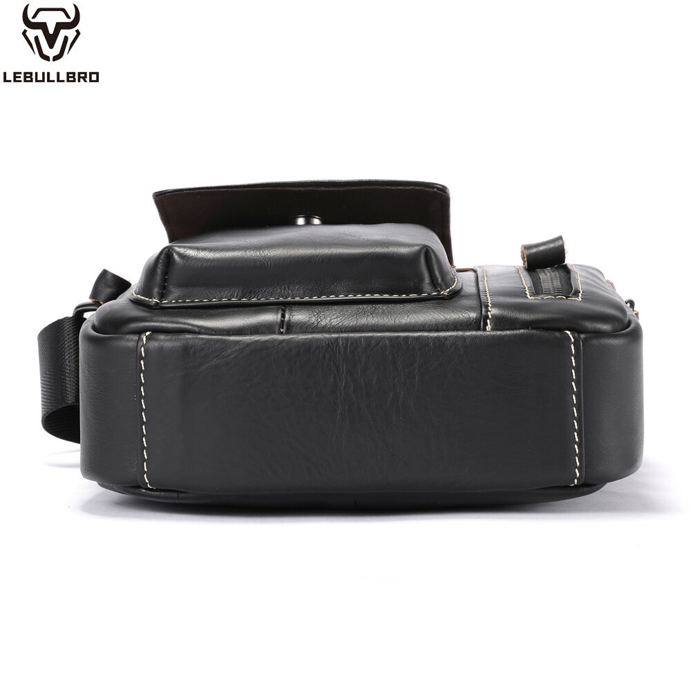 LEBULLBRO Mens Leather Crossbody Sling Bag with Adjustable Strap Shoulder Bag