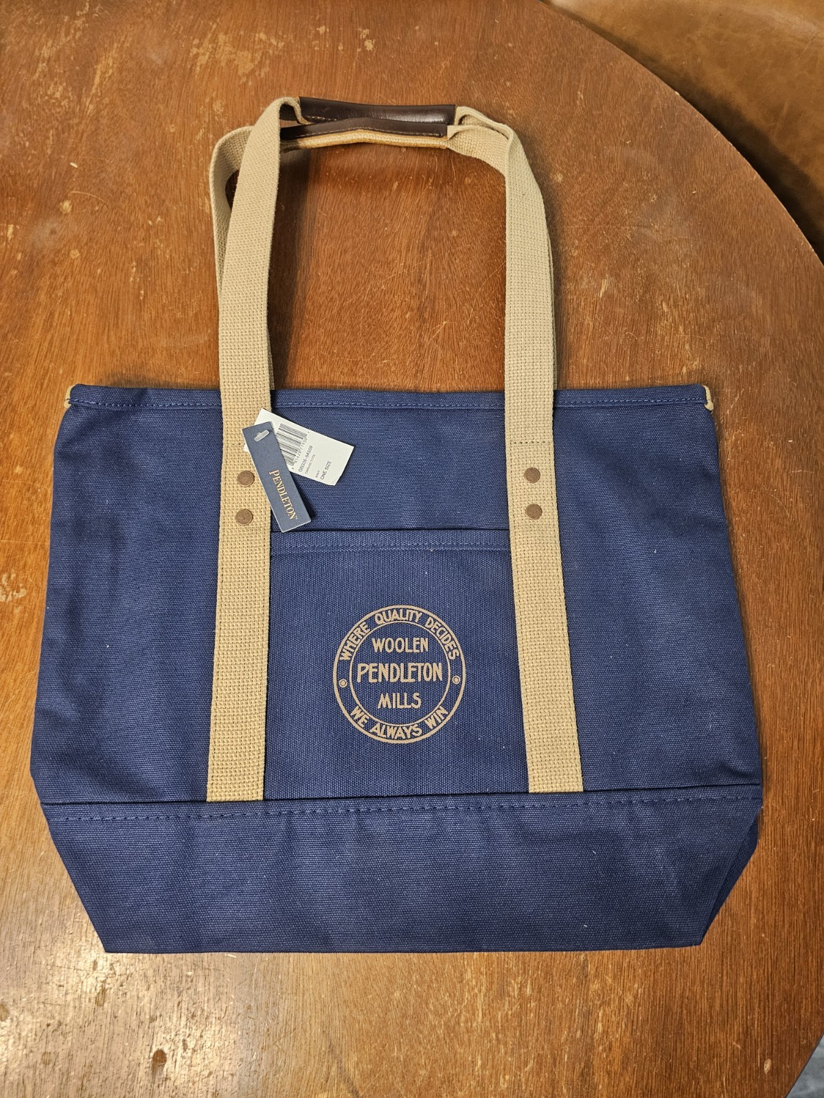 Pendleton Woolen Mills Canvas Tote Duffle Bag Navy Blue NEW WITH TAGS