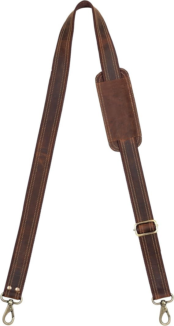 Bag Strap Replacement – Genuine Leather 57″ Adjustable Rustic Brown Buff