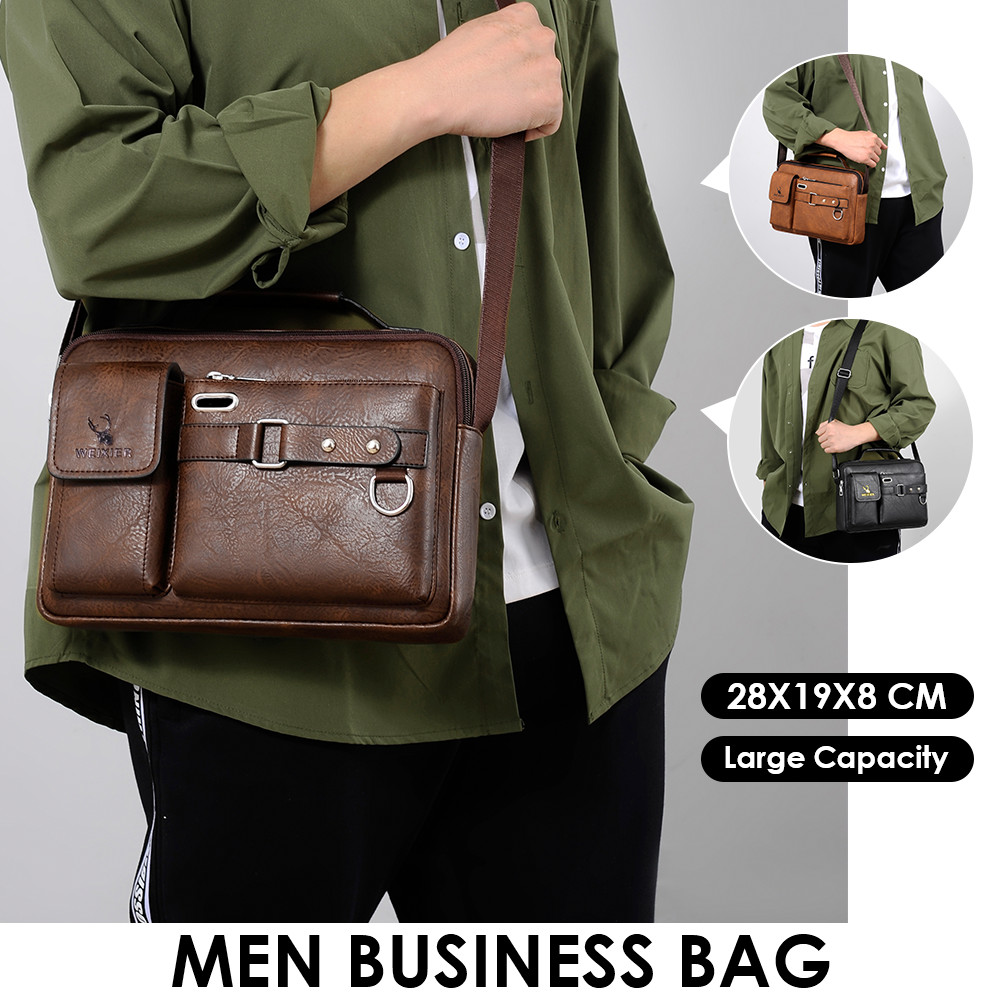 Men’s PU Leather Briefcase Shoulder Messenger Bag Crossbody Handbag Satchel Bags