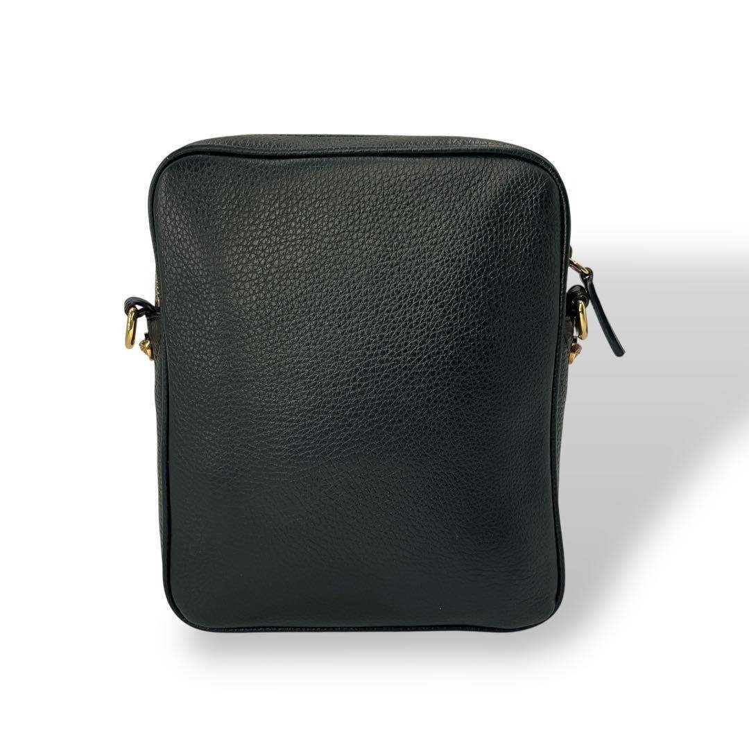 Versace Leather Shoulder Bag Black Crossbody Adjustable Strap 108.5cm W17cm