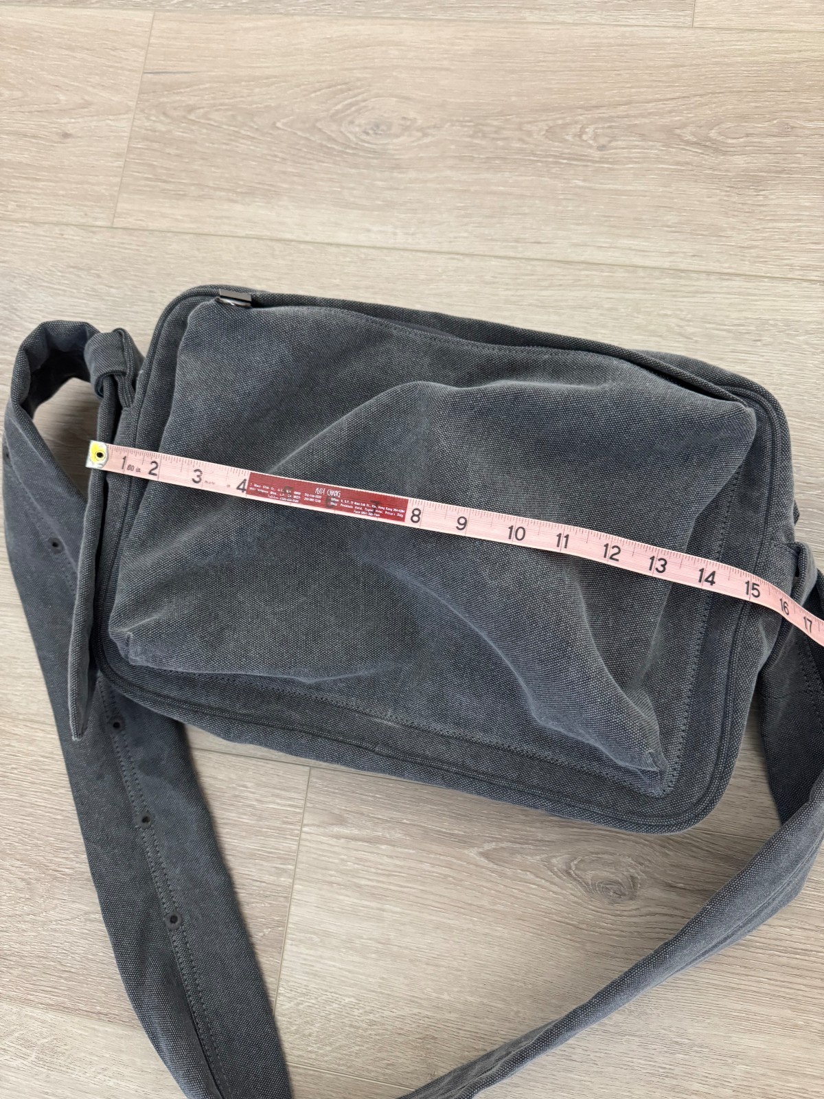 Solid Homme Washed Gray Canvas Crossbody Messenger Bag