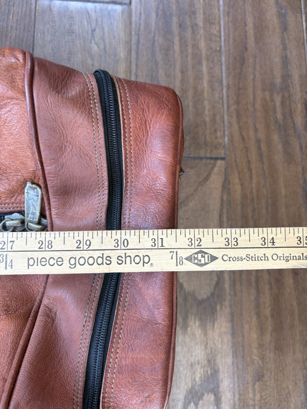 Vintage 80s Large Leather Canvas Lined Duffel Travel Bag, Several Pockets