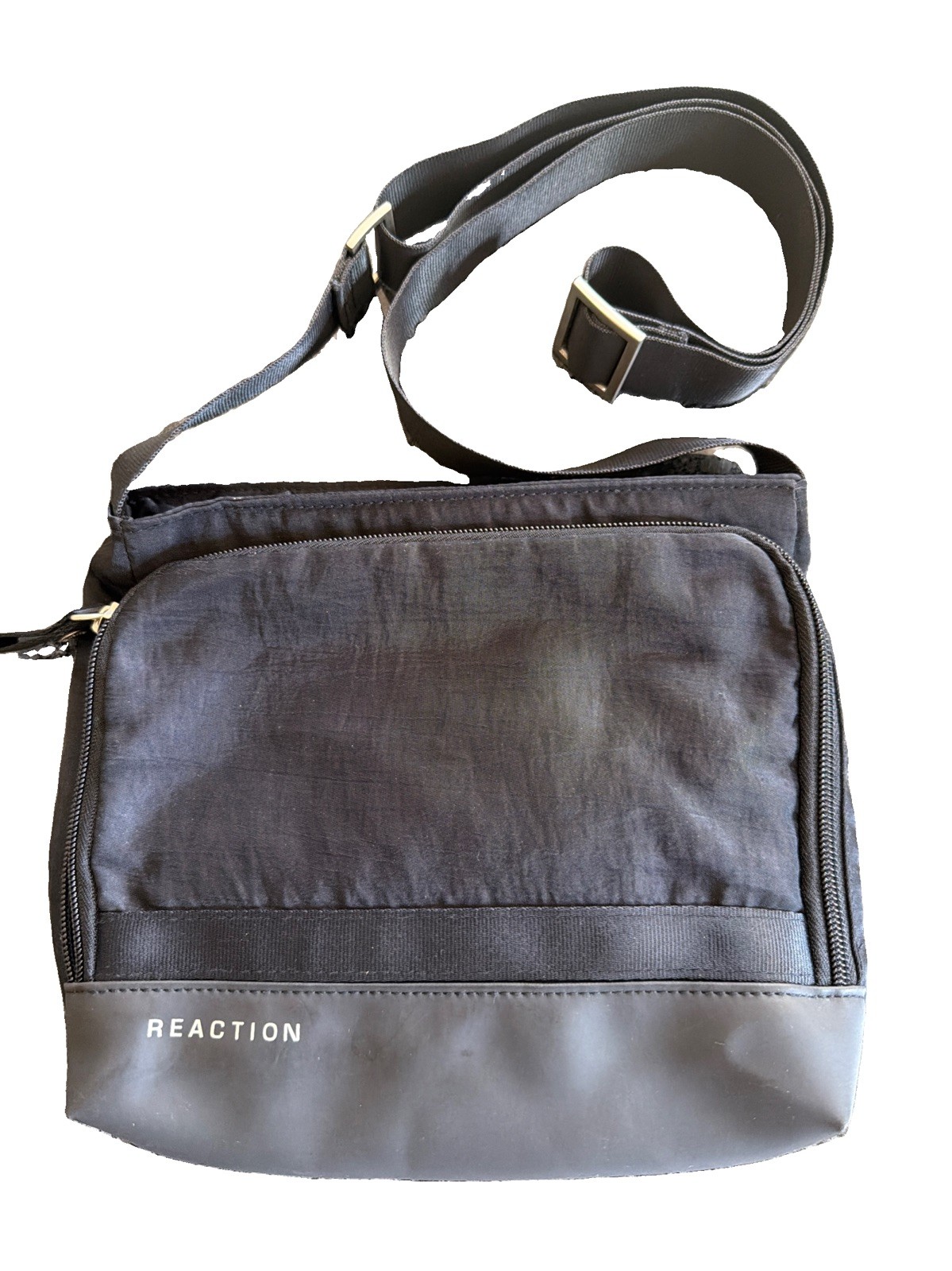Kenneth Cole Reaction Black Crossbody Bag Men Women Strap Pockets EEUC