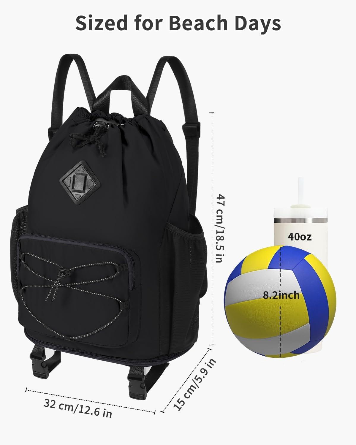 Drawstring Backpack with Removable Wet Pocket, Sandproof Beach Backpack