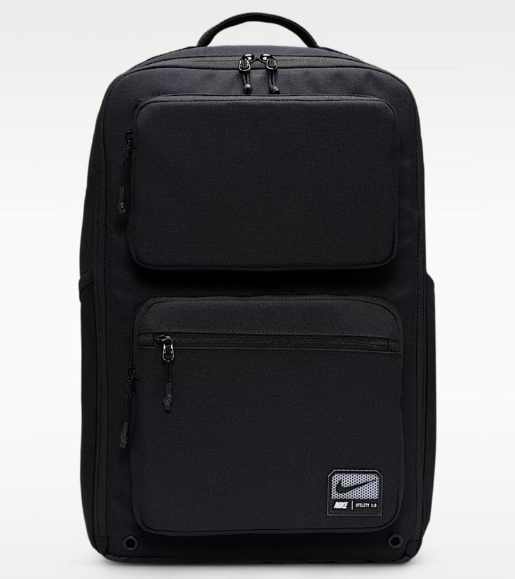 Nike 27L Utility Backpack –Blk/White, Durable Unisex Gym & Travel Bag FN4106-010