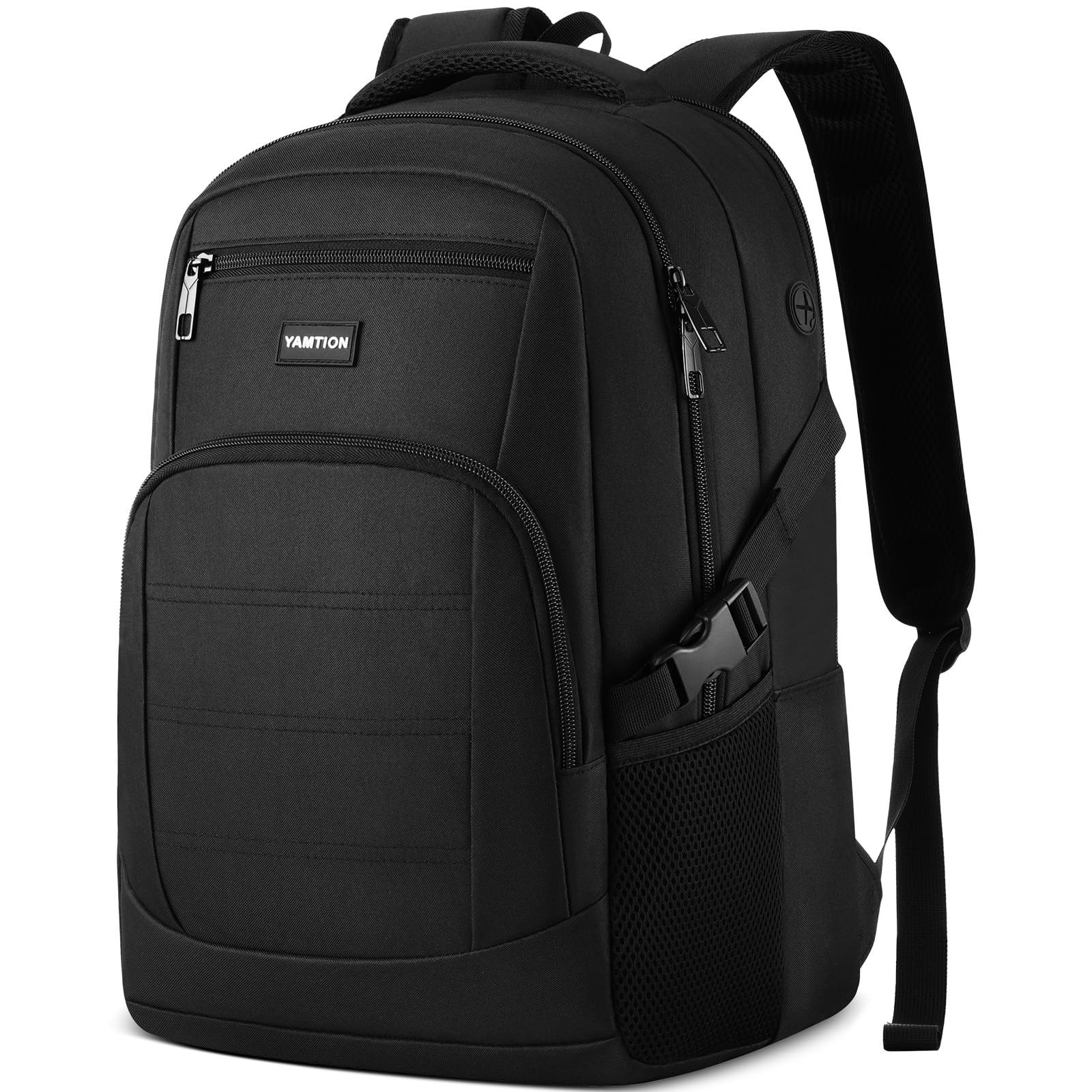 Lightweight Black Laptop Backpack for Men & Women, School Bookbag Fits 15.6″ Not