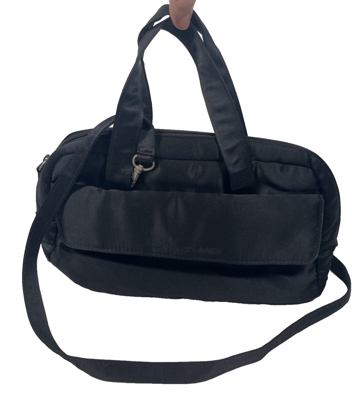 Vintage Polo Ralph Lauren Cosmetic Shaving Toiletry Shoulder Bag Satin Black