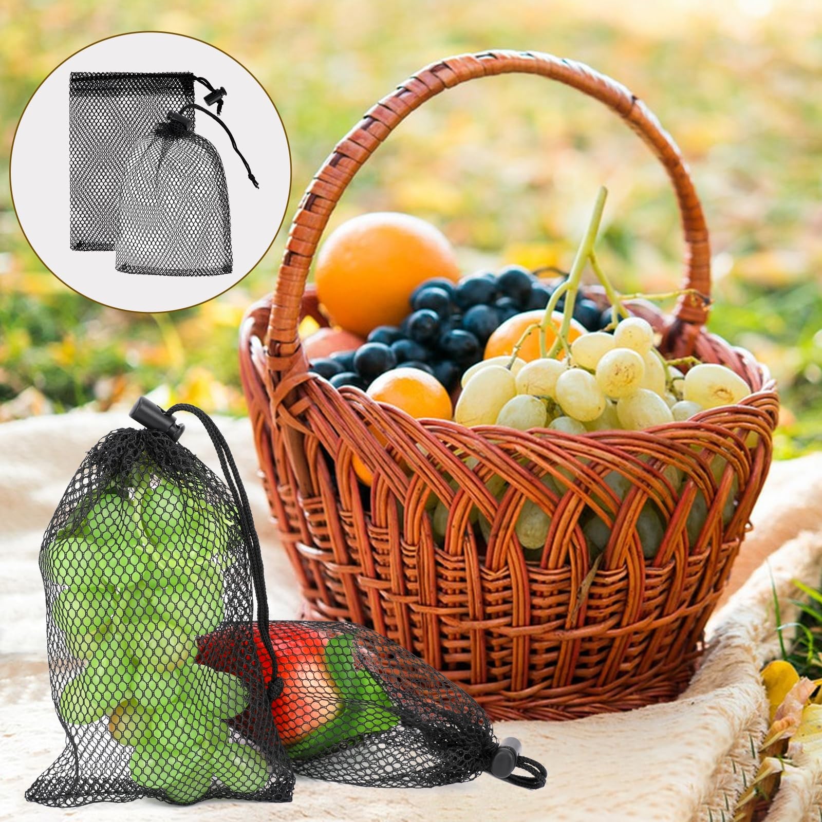 10PCS Small Mesh Bags Drawstring Black Mesh Drawstring Bag Mini Nylon Net Bag…