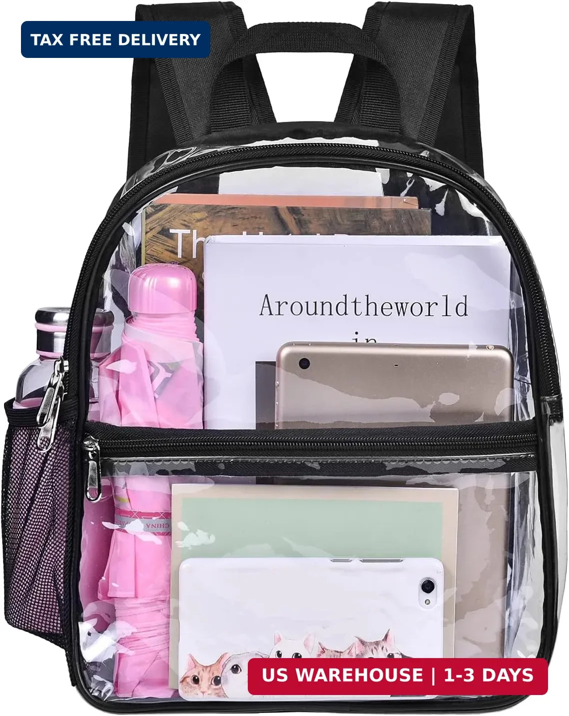 USPECLARE Clear Backpack for Stadium Approved 12×6×12, Water proof Clear Bag for