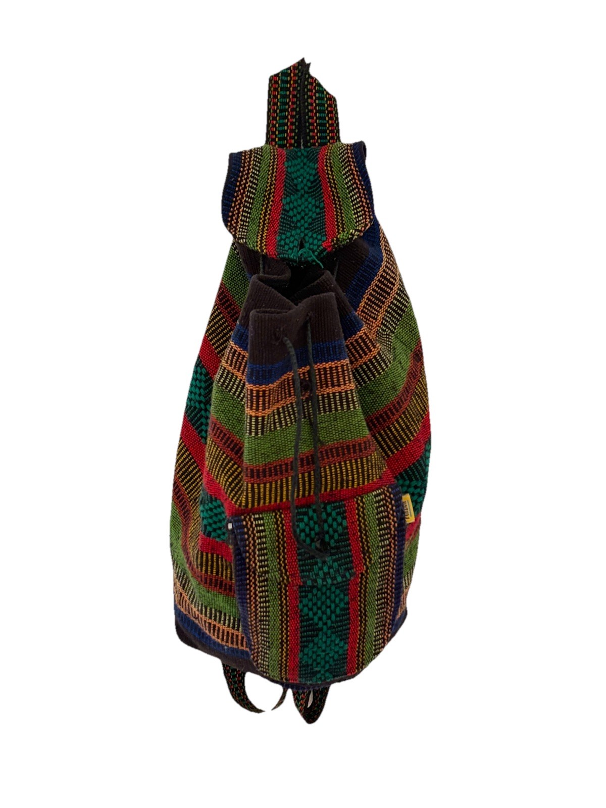 PINZON Tribal Woven Fabric Backpack Bag Colorful Zip Pocket String No Button