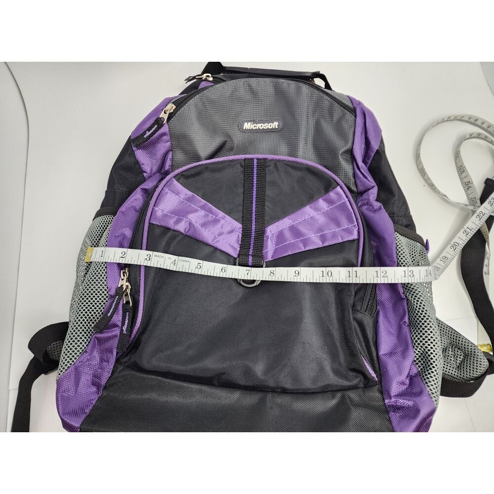 Microsoft Backpack Laptop Bag Zipper Pockets Purple Black