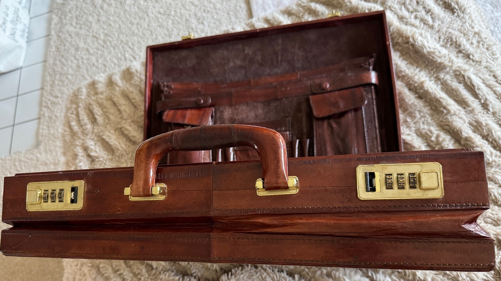 Vintage Eel Skin EXPANDABLE Leather Briefcase