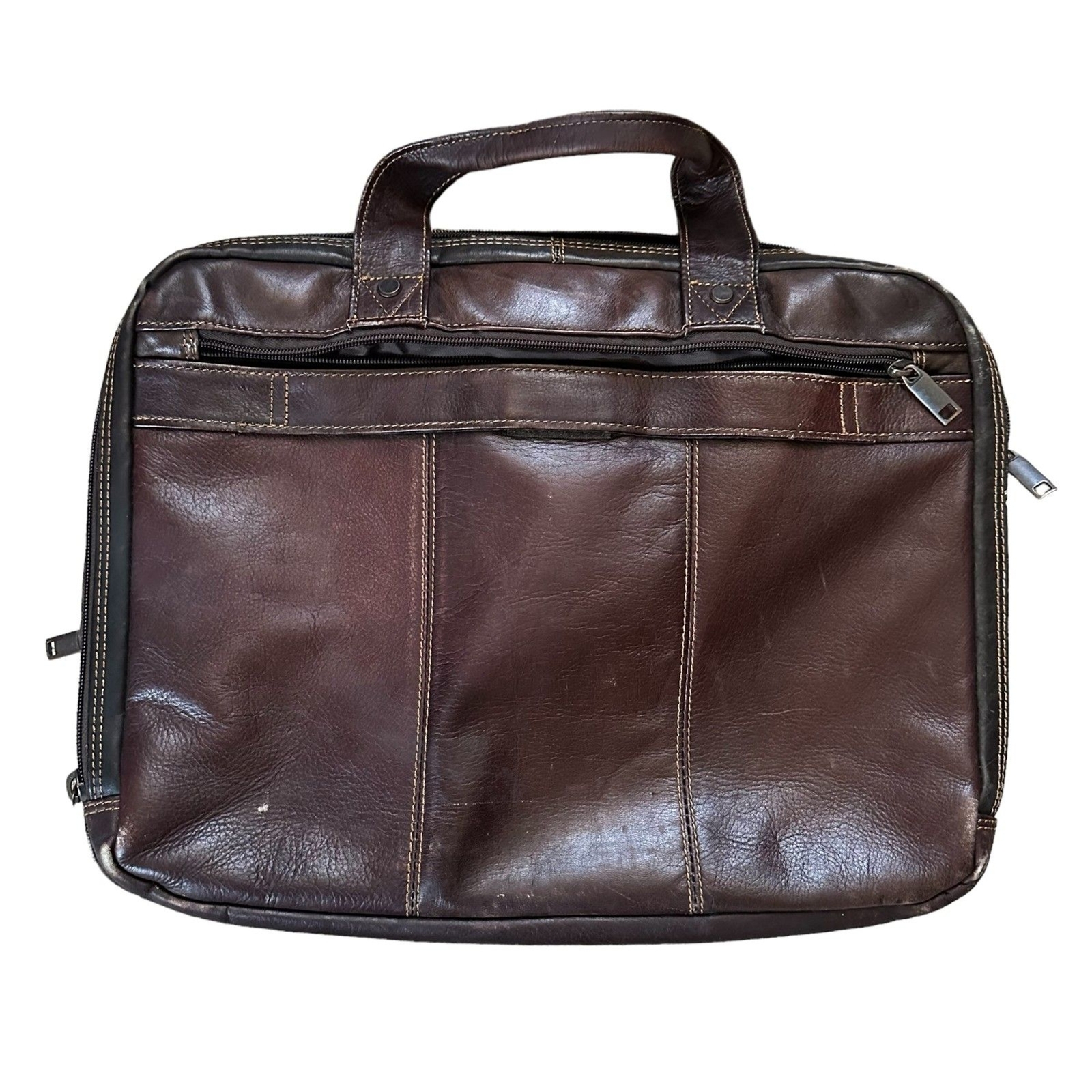Wilsons Leather Dark Brown Rugged Double Gusset Brief Laptop Bag 17″ x 14″