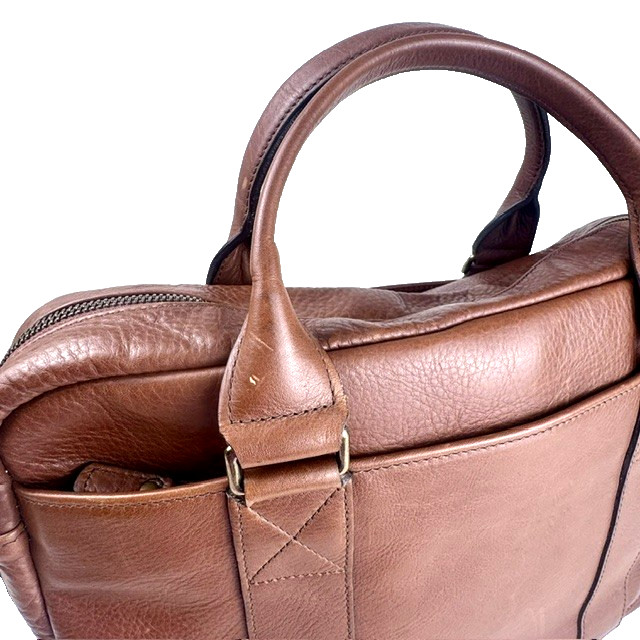 Tecovas Bourbon Brown Leather Briefcase Laptop Travel Bag w/ Shoulder Strap