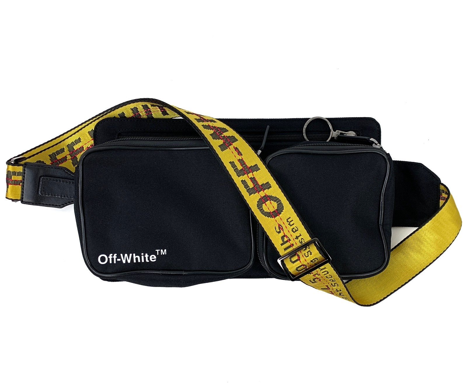 Off-White Logo Print Pouch Detachable Messenger Crossbody Bag Black