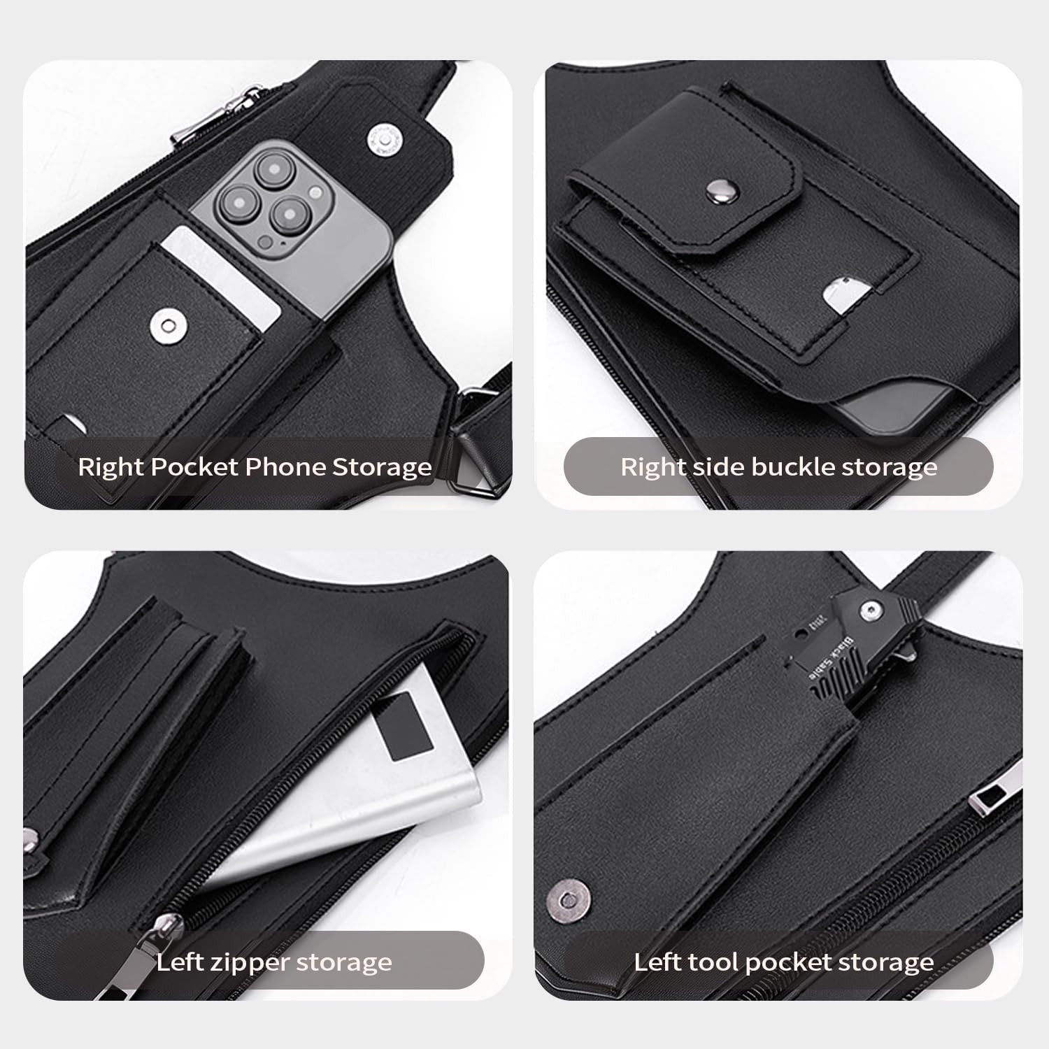 Double Shoulder Armpit Bag for Men, Leather Shoulder Bag – Anti-Theft Underarm W