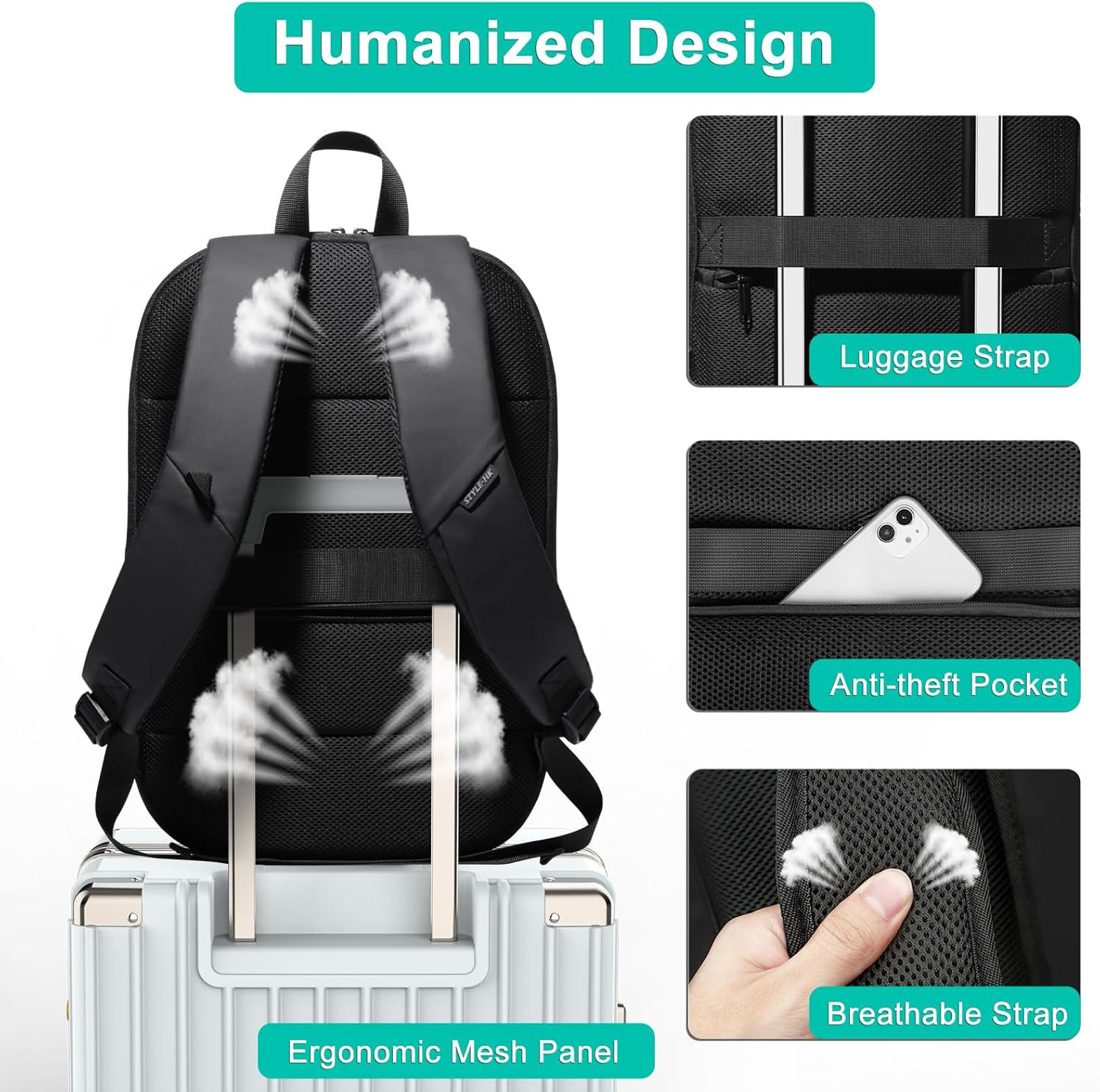 Business Backpack for Men 17 Inch,Slim & Expandable Waterproof Travel Laptop Bac
