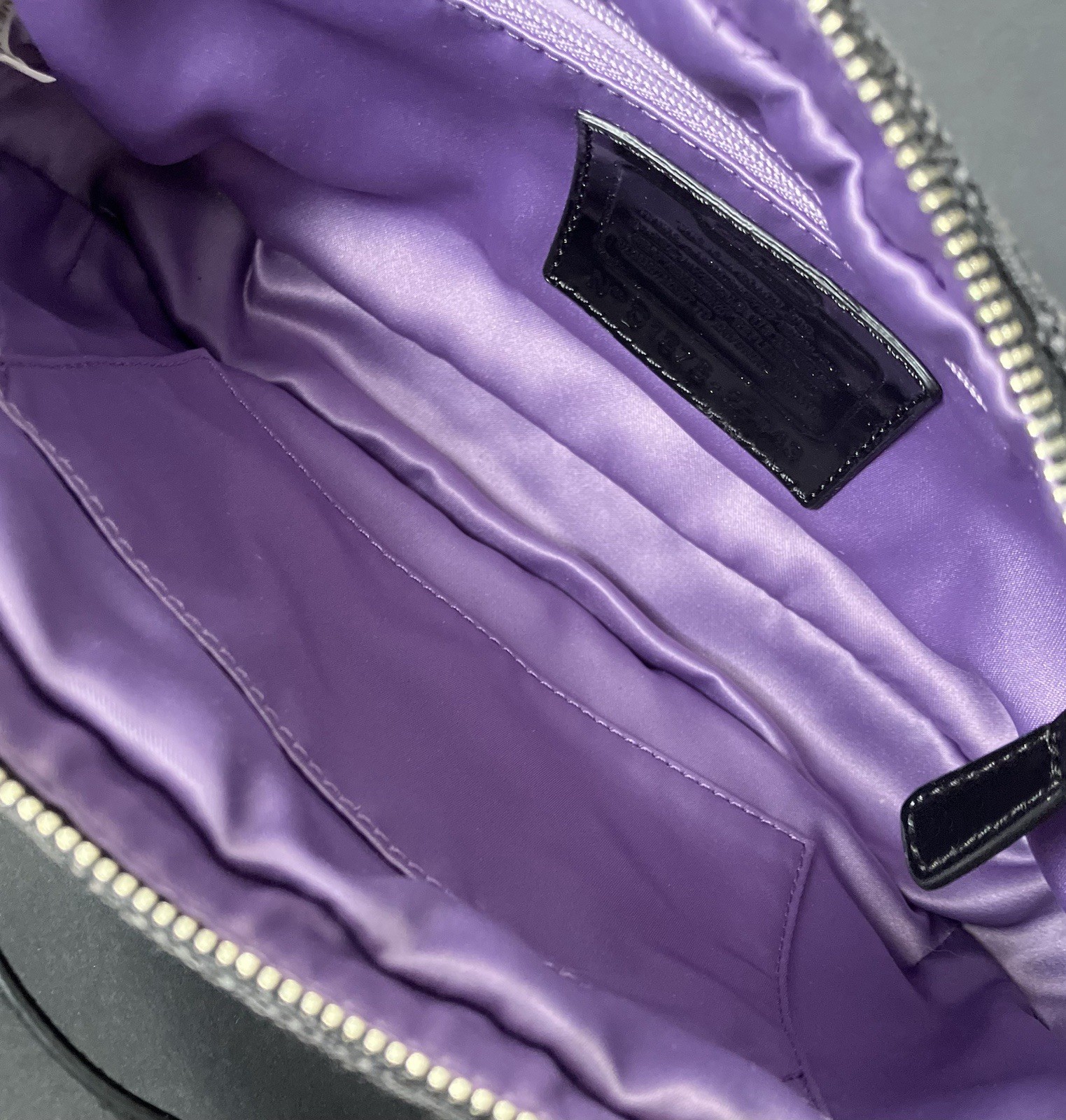 COACH MONOGRAM CROSS BODY PURSE/BAG C1375-25043 GREY/BLACK PURPLE SATIN LINING