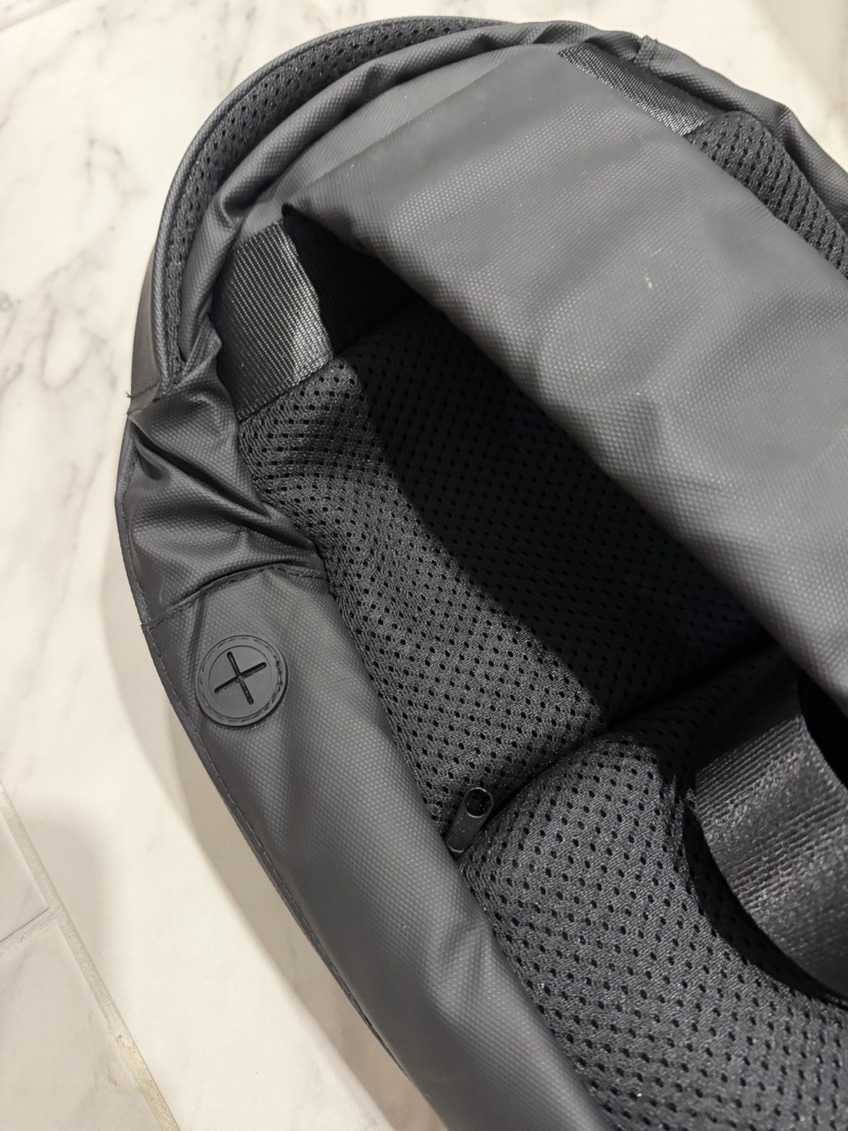 Black Medium Sling Backpack Crossbody Bag, Zip Closure, Adjustable Strap