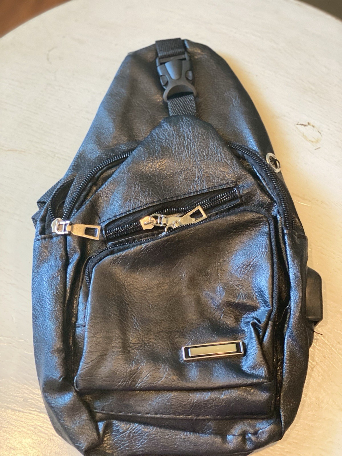 Sling Bag Shoulder-Travel Bag Backpack Crossbody Black USB Unisex