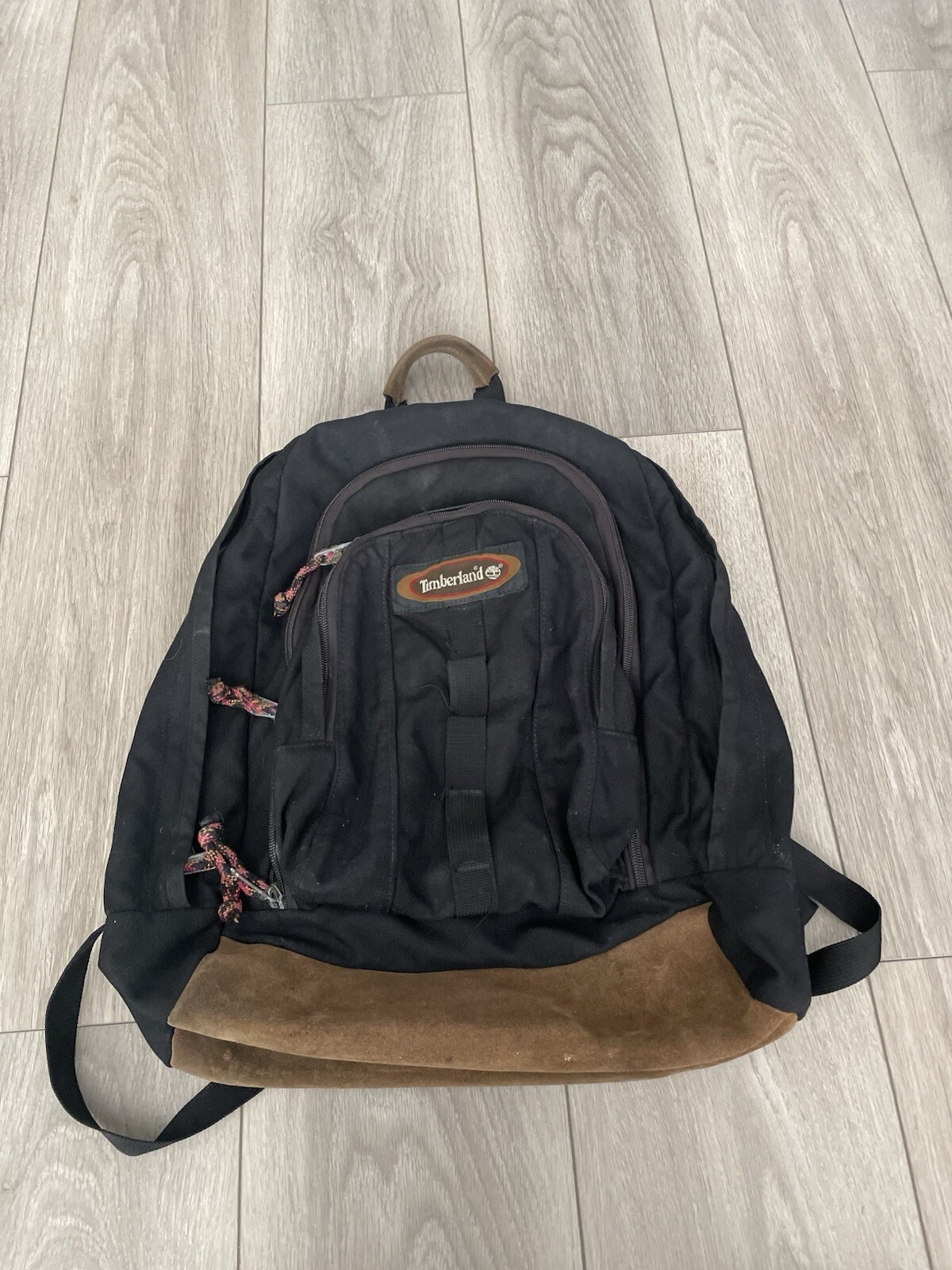 Vintage Timberland Leather Canvas Backpack Vintage Black Brown