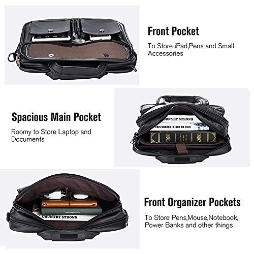 Men’s Leather Briefcase – Handmade Business Travel Messenger Bag for Laptops