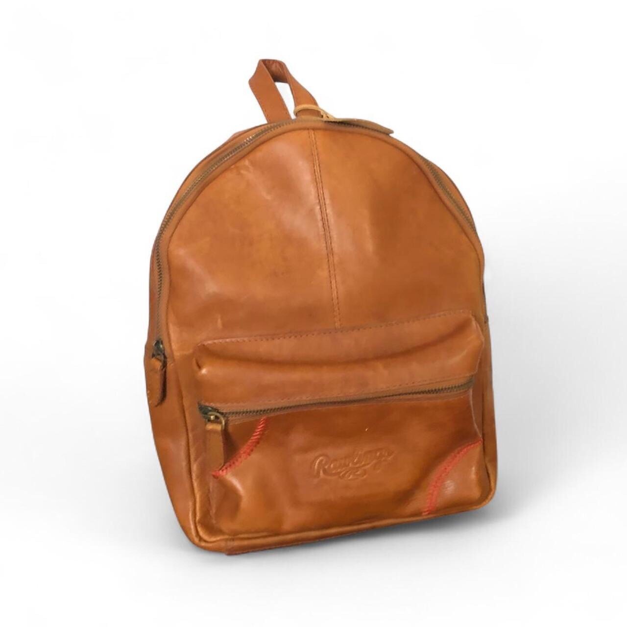 RARE Rawlings Red Label Genuine Leather Backpack Brown Red Stitch Rugged NEW