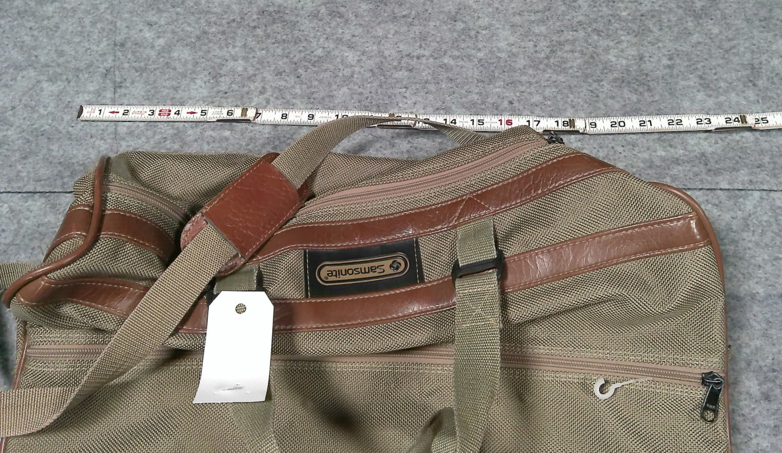 Vintage Samsonite Brown Tweed Overnight Carry On Shoulder Bag Adjustable Strap