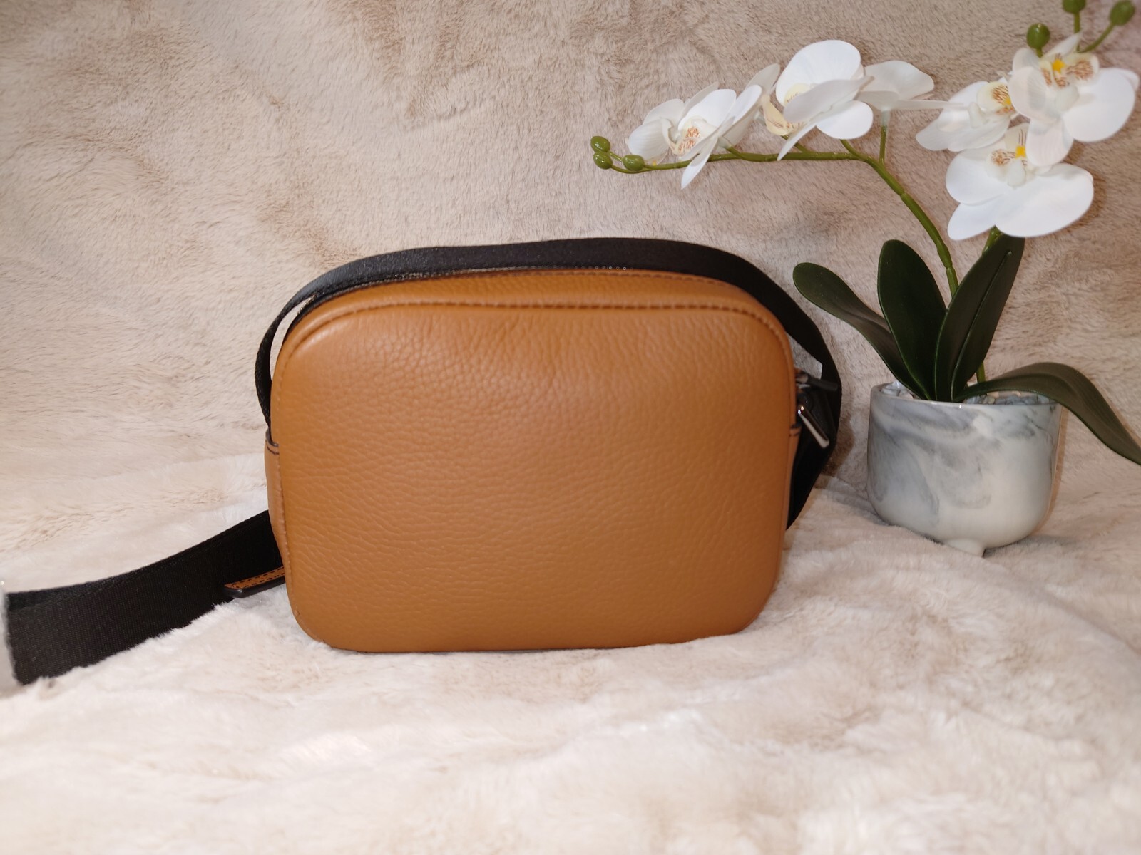 Michael Kors Cooper Micro Crossbody Bag Mini MK logo PVC Black & Brown Nwts