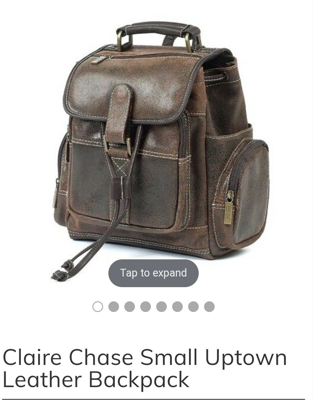 Claire Chase Backpack Uptown Distressed Brown Leather NWT (D11)