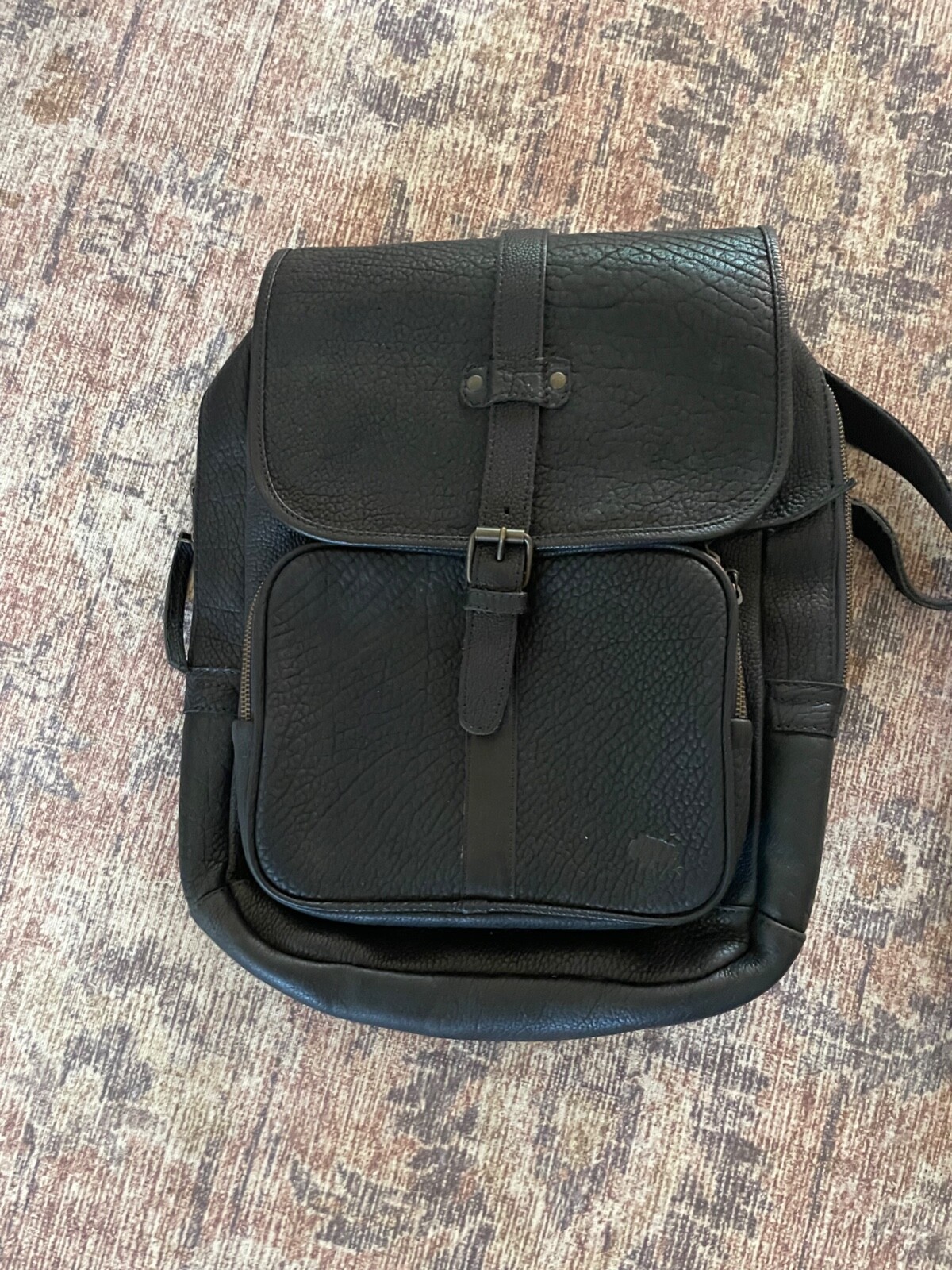 Buffalo Jackson Ryder Reserve Bison black leather bag backpack knapsack