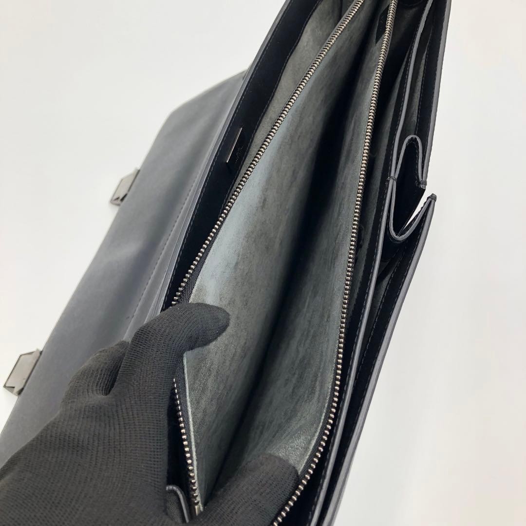 Dunhill 2Way Briefcase Messenger Bag Black Leather Business Shoulder Bag Italy