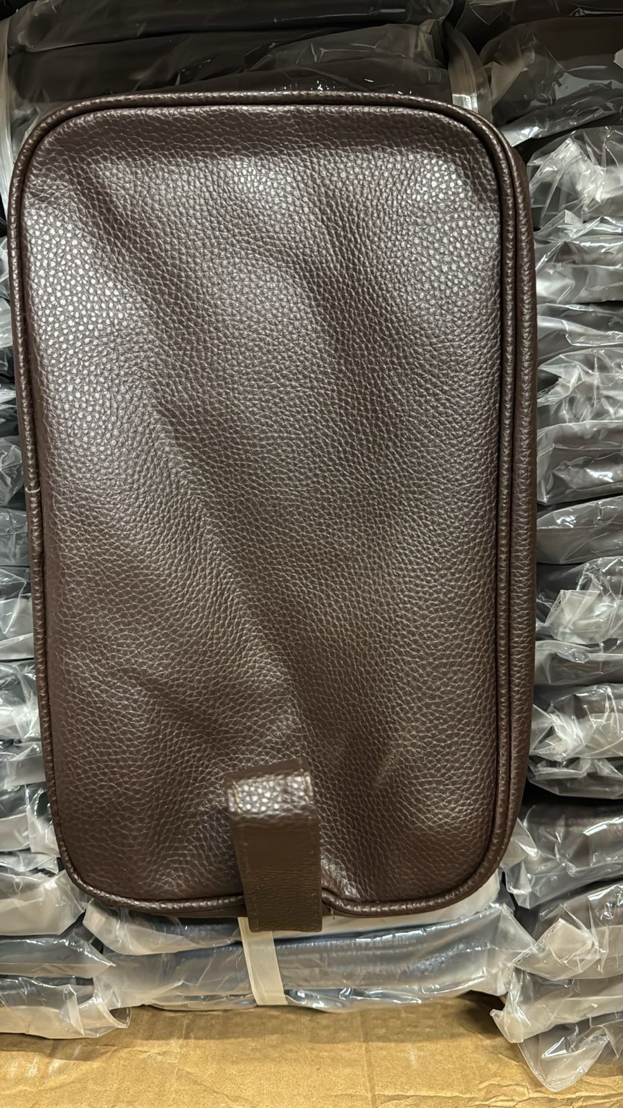 Mens Toiletry Bag with Zipper PU Leather Case Organizer Portable Travel Dopp Kit